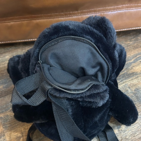 Cuddly Black and Tan Plush Bear Backpack - Picture 4 of 9